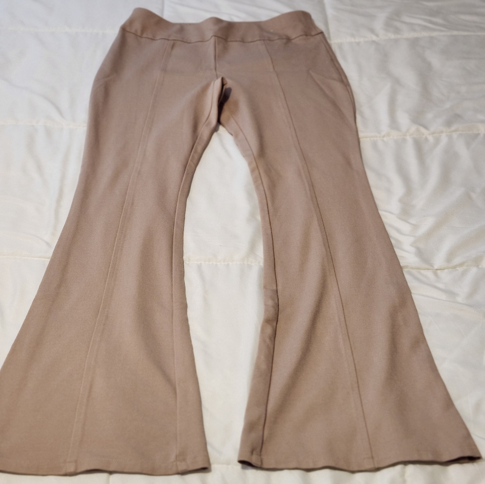 Cream Wide Leg Trousers with High Waist Design
